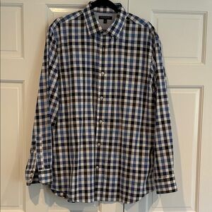 Banana Republic Blue and Black Plaid Shirt